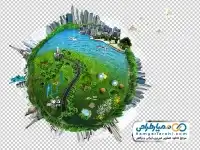 تصویر png کره زمین و المان های شهری