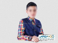 عکس با کیفیت دانش آموز پسر با فرم مدرسه