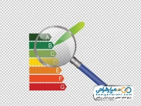 تصویر وکتوری برچسب مصرف انرژی و ذره بین