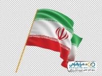 تصویر با کیفیت پرچم ایران با دسته چوبی