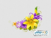 عکس png کادر گل های زرد و بنفش