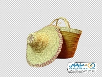 تصویر png زنبیل و کلاه حصیری