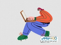 نقاشی وکتوری دختر با لپ تاپ