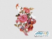 تصویر png دسته گل و پرنده اسلیمی