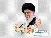 تصویر با کیفیت مقام معظم رهبری با کادر گل