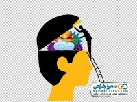 تصویر وکتوری مشاور در حال بررسی محتویات ذهن