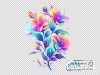 عکس png گل های صورتی و آبی آبرنگی