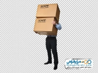 تصویر بدون پس زمینه پستچی با جعبه در دست