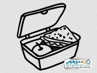 آیکون جا غذایی با سیب و ساندویچ