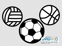 عکس سیاه و سفید توپ فوتبال، والیبال و بسکتبال