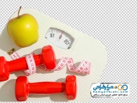 تصویر با کیفیت ترازو، دمبل و متر