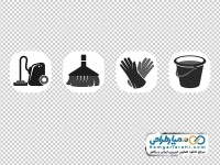 آیکون سیاه و سفید وسایل نظافتی