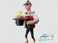 تصویر png مرد با عینک سه بعدی و پاپ کرن
