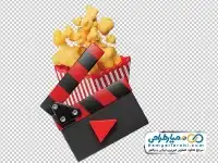 تصویر png تخته کلاکت و پاپ کرن