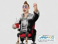 دوربری تصویر مرد نشسته روی صندلی سینما