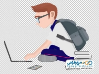 تصویر وکتوری پسر با لپ تاپ