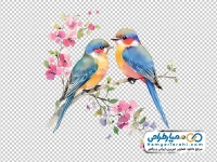 نقاشی پرنده نشسته روی شاخه با فرمت png