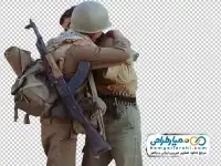 دوربری تصویر در آغوش گرفتن دو رزمنده