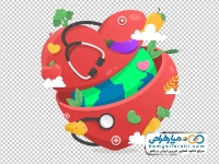 تصویر وکتوری کره زمین داخل قلب و گوشی پزشکی