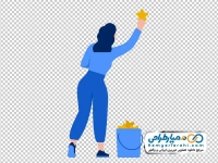 تصویر وکتوری خانم در حال چسباندن ستاره