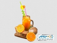 عکس با کیفیت لیوان آب پرتقال با نی