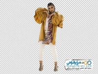 تصویر با کیفیت خانم با مانتو خردلی