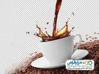 تصویر دوربری فنجان قهوه با پاشش قهوه