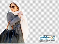 عکس با کیفیت خانم با کیف دستی و عینک آفتابی