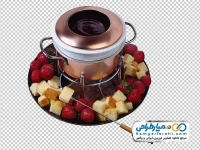 تصویر با کیفیت شکلات آب شده و میوه