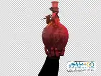 دوربری تصویر دست با کوزه آب