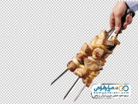 تصویر png سیخ برش های گوشت با لیمو و پیاز
