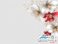 تصویر png استیکر گل های سفید و شرابی