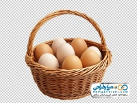 تصویر png تخم مرغ در سبد حصیری