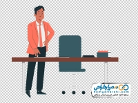 تصویر png مرد کارمند با میز و صندلی اداری