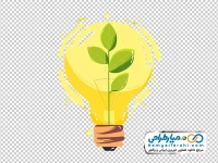 تصویر وکتوری لامپ با برگ