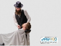 تصویر png مرد آرایشگر در حال اصلاح