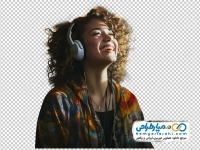 تصویر png دختر با هدفون