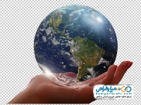 عکس png کره زمین روی دست