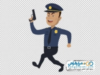 تصویر کارتونی پلیس با اسلحه