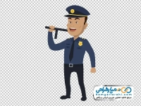 تصویر کارتونی افسر پلیس با باتوم