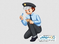 تصویر کارتونی پلیس در حال نوشتن