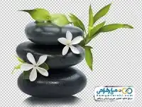 تصویر دوربری سنگ ماساژ و برگ