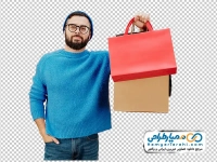 عکس png مرد جوان با ساک خرید