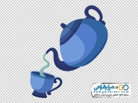 تصویر وکتوری قوری در حال چای ریختن در فنجان