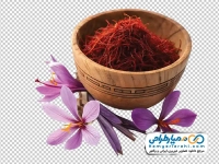 عکس با کیفیت کاسه زعفران با گل زعفران