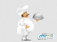 تصویر وکتوری سرآشپز با بشقاب رستورانی