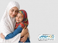 تصویر با کیفیت دختر در آغوش مادر