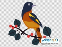 فایل png پرنده نشسته روی شاخه درخت