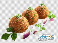 تصویر با کیفیت فلافل با پیاز و جعفری خرد شده