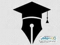 تصویر وکتور کلاه فارغ التحصیلی و نوک قلم